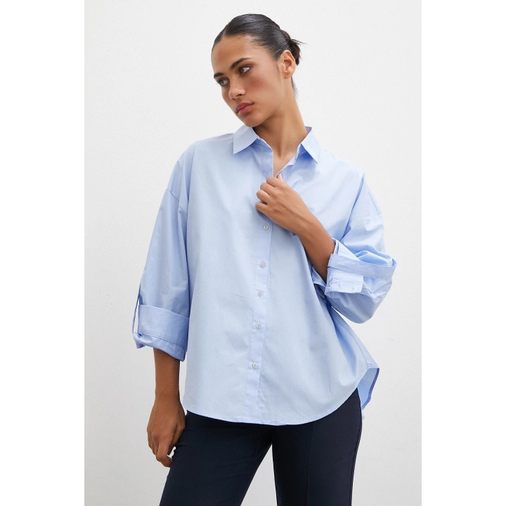 Kol Apoletli Gömlek Mavi