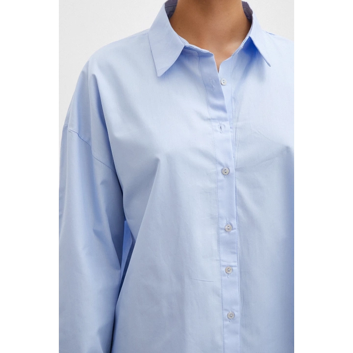 Kol Apoletli Gömlek Mavi