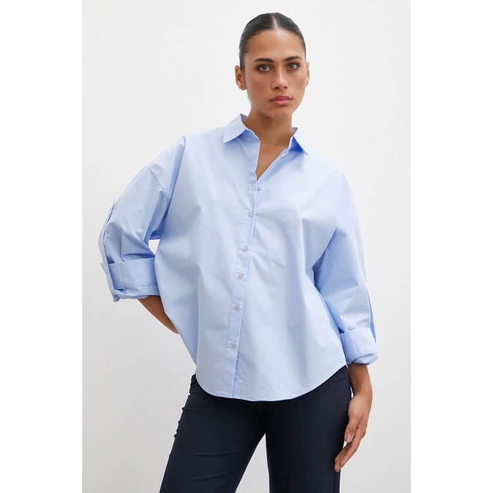 Kol Apoletli Gömlek Mavi