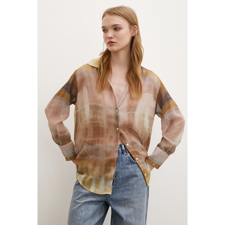 Krinkıl Desenli Gömlek Taş