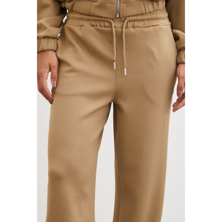 Lastikli Cepli Eşofman Altı Camel