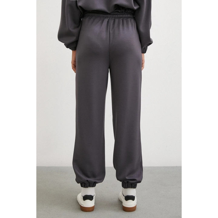 Lastikli Cepli Eşofman Altı Füme