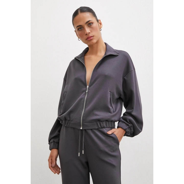 Lastikli Cepli Eşofman Altı Füme