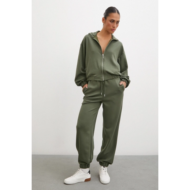 Lastikli Cepli Eşofman Altı Haki