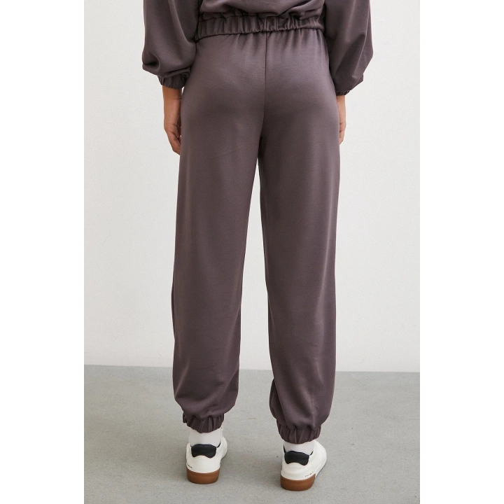 Lastikli Cepli Eşofman Altı Kahve