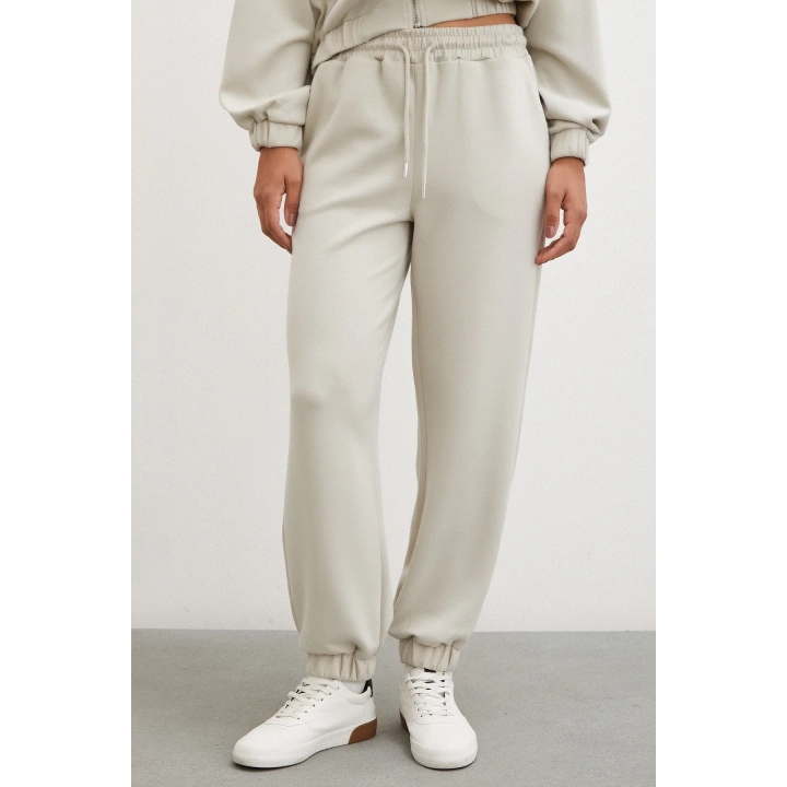 Lastikli Cepli Eşofman Altı Taş