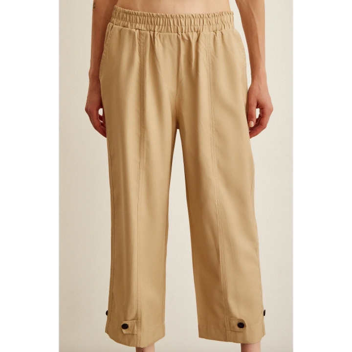 Lastikli Salaş Pantolon Bej