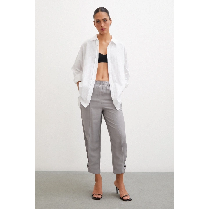 Lastikli Salaş Pantolon Gri