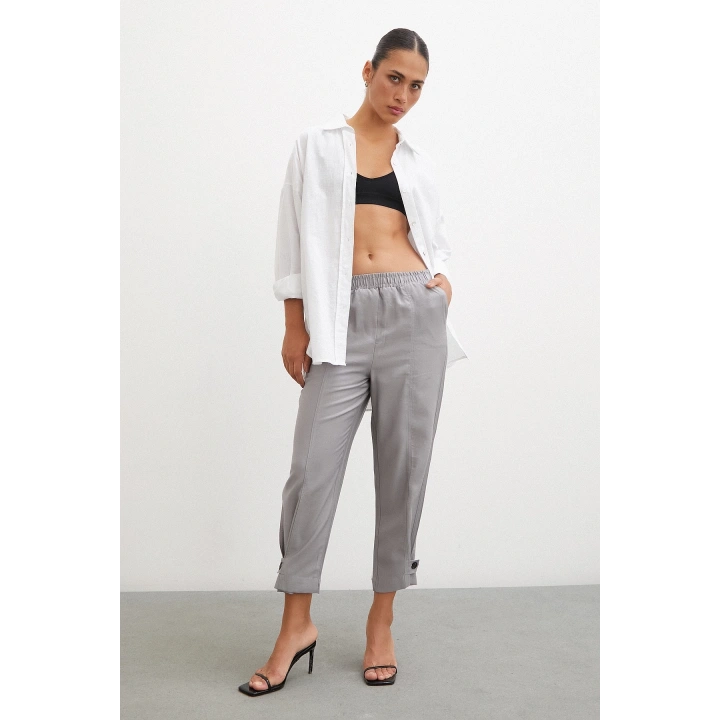Lastikli Salaş Pantolon Gri