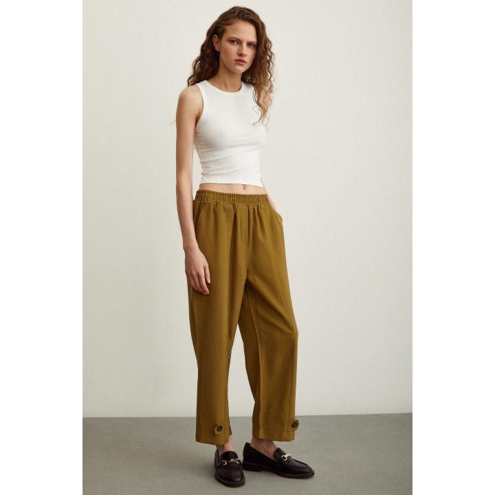 Lastikli Salaş Pantolon Haki