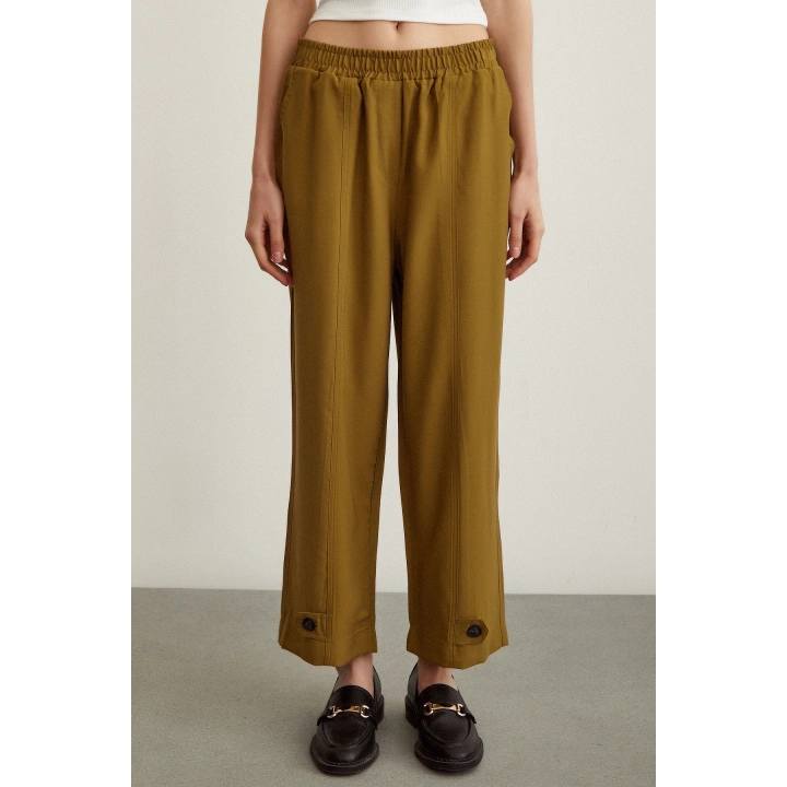 Lastikli Salaş Pantolon Haki