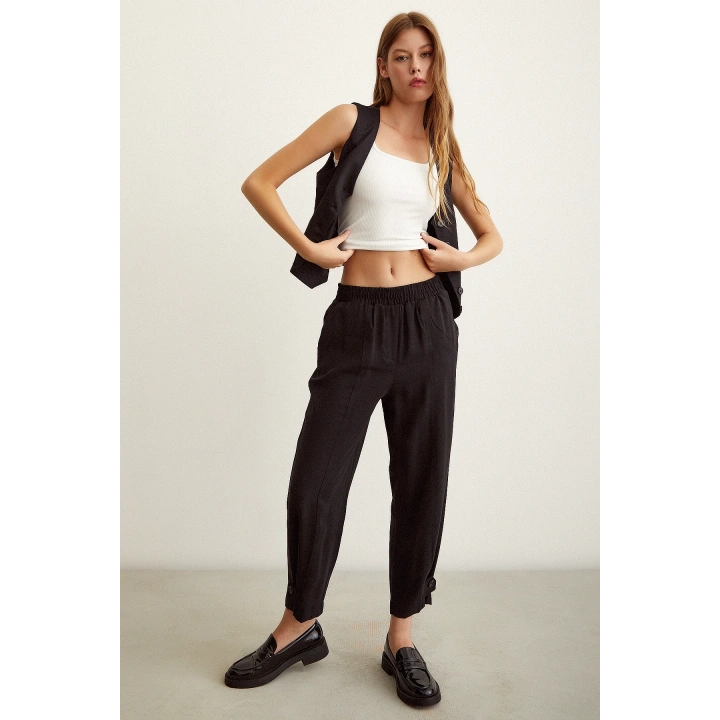 Lastikli Salaş Pantolon Siyah