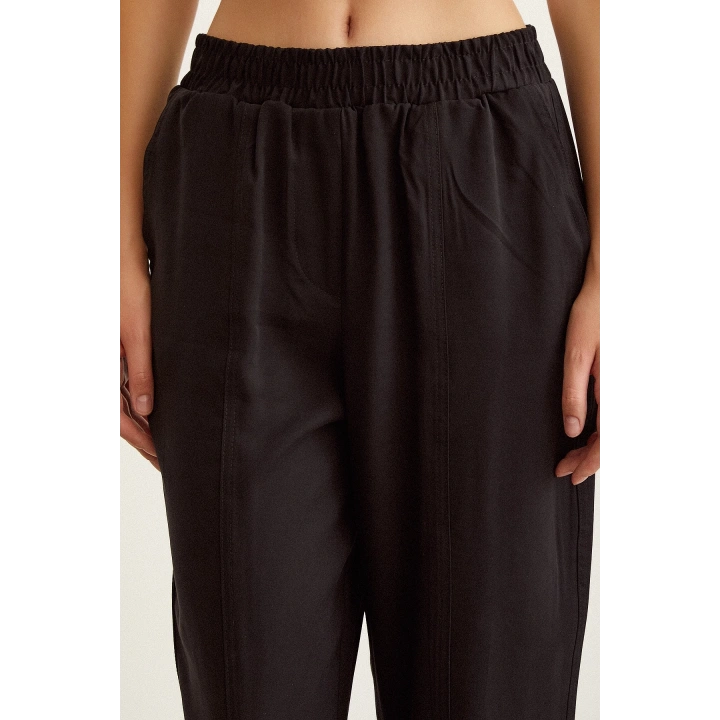 Lastikli Salaş Pantolon Siyah