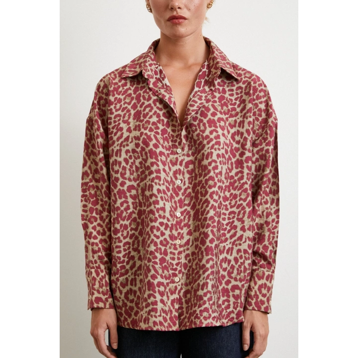 Leopar Desen Javanez Gömlek Yeşil