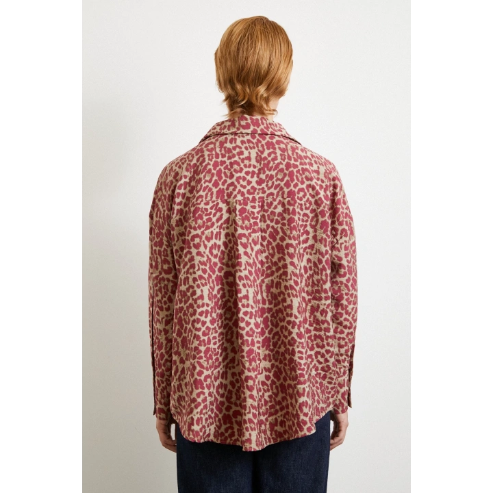 Leopar Desen Javanez Gömlek Yeşil