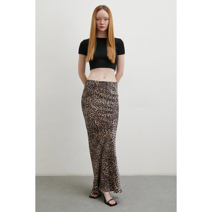 Leopar Desenli Verev Etek Bej