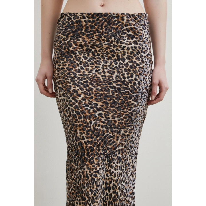 Leopar Desenli Verev Etek Bej