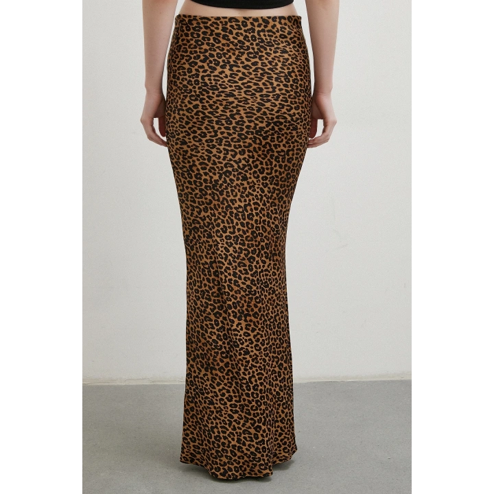Leopar Desenli Verev Etek Kahve