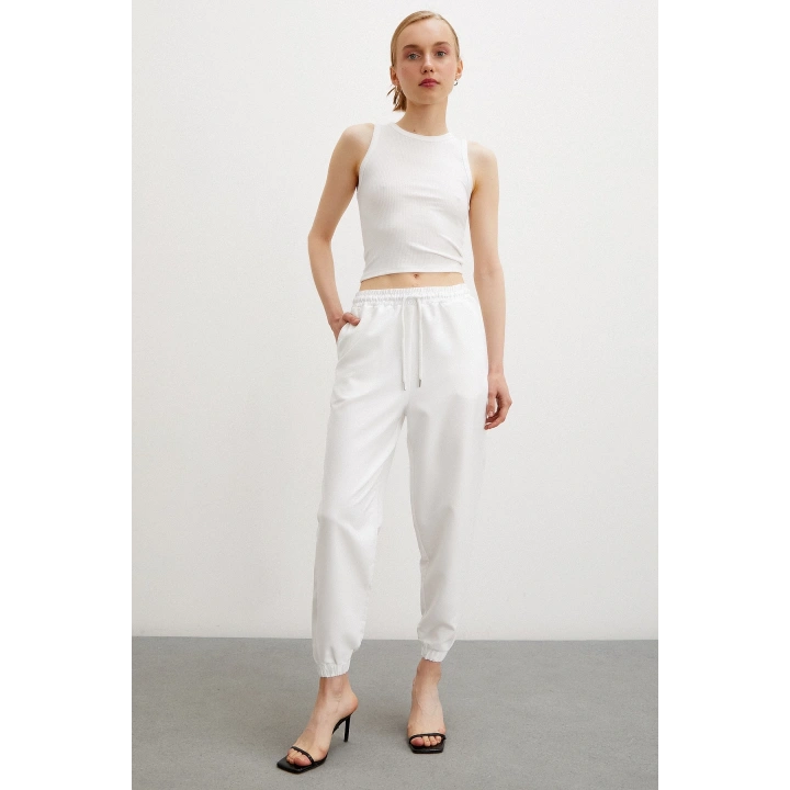 Likralı Eşofman Altı Beyaz