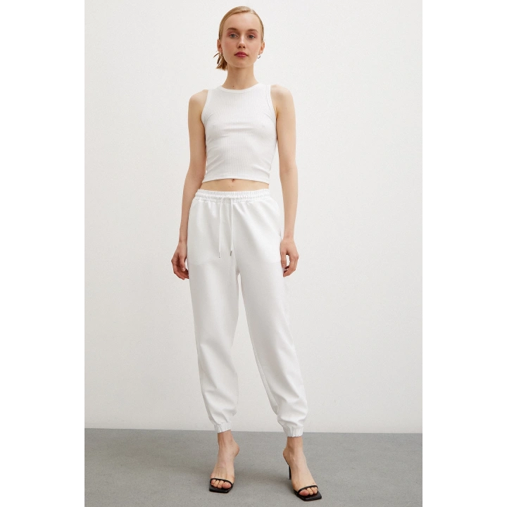 Likralı Eşofman Altı Beyaz