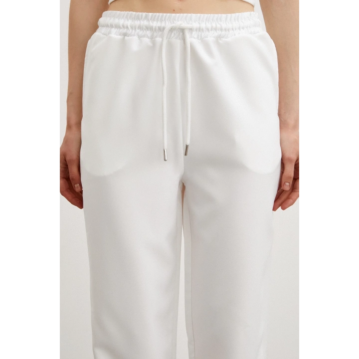 Likralı Eşofman Altı Beyaz