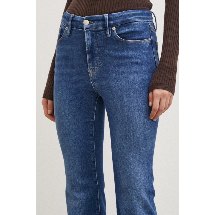 Likralı Flare Jean Mavi