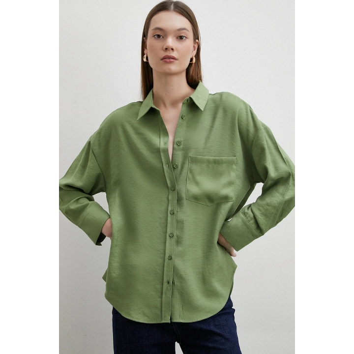 Mars Dökümlü Viskon Gömlek Yeşil