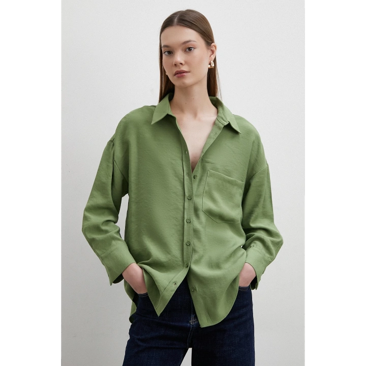 Mars Dökümlü Viskon Gömlek Yeşil
