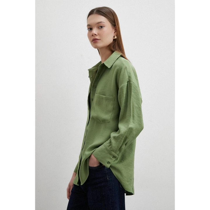 Mars Dökümlü Viskon Gömlek Yeşil