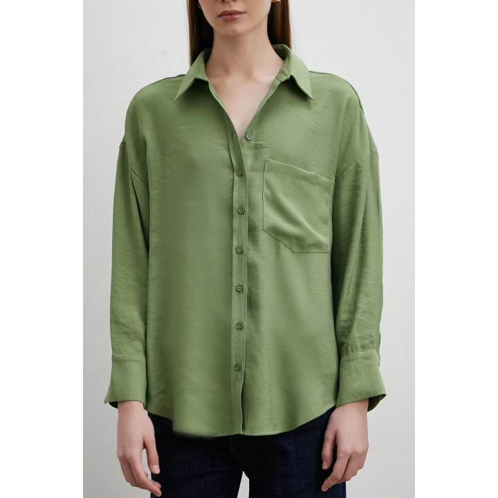 Mars Dökümlü Viskon Gömlek Yeşil