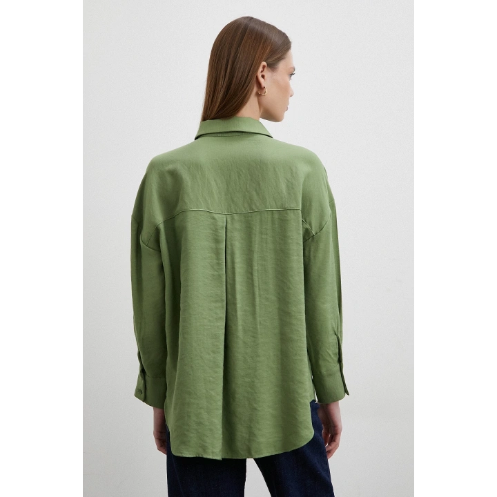Mars Dökümlü Viskon Gömlek Yeşil