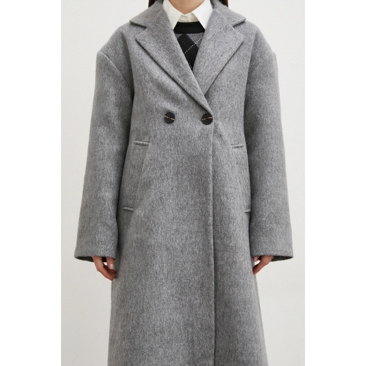 Midi Boy Tüylü Kaban Gri