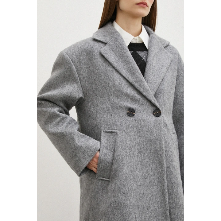 Midi Boy Tüylü Kaban Gri