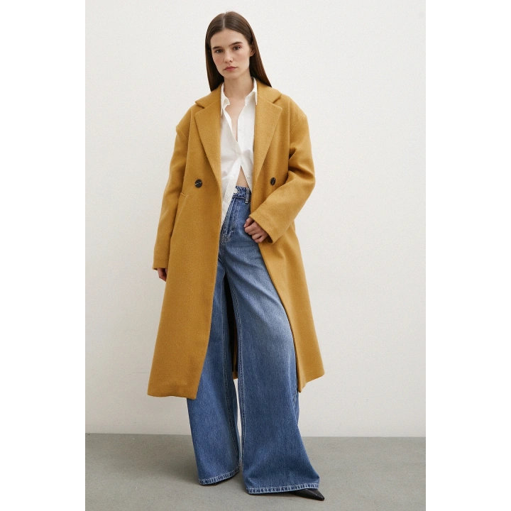 Midi Boy Tüylü Kaban Kahve