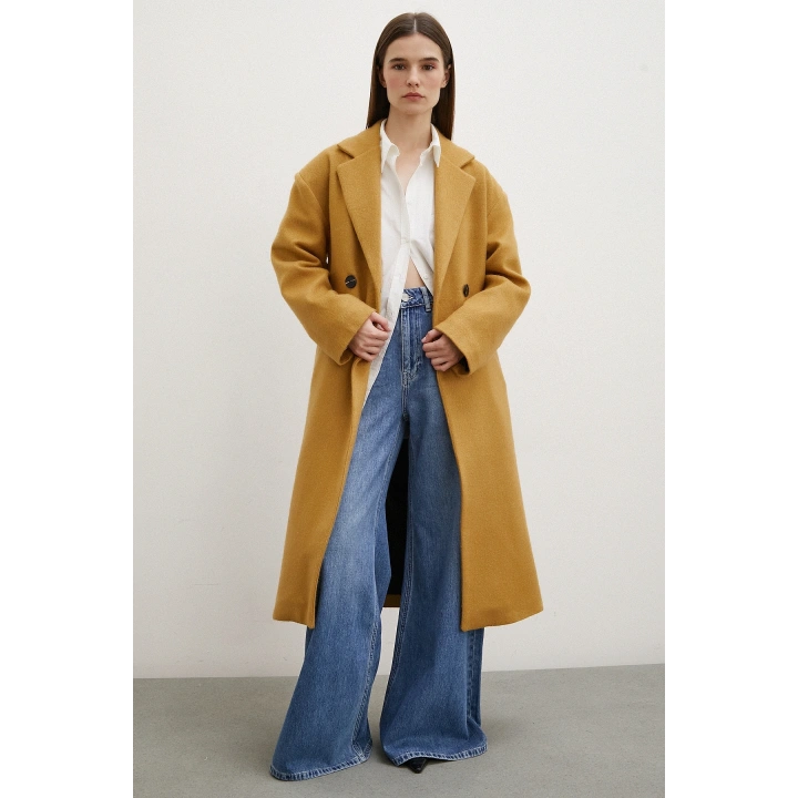 Midi Boy Tüylü Kaban Kahve