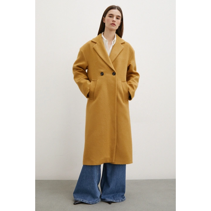 Midi Boy Tüylü Kaban Kahve