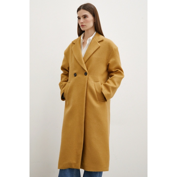 Midi Boy Tüylü Kaban Kahve