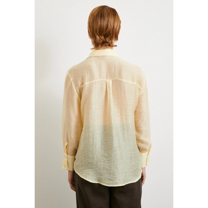 Modal Basic V Yaka Gömlek Sarı