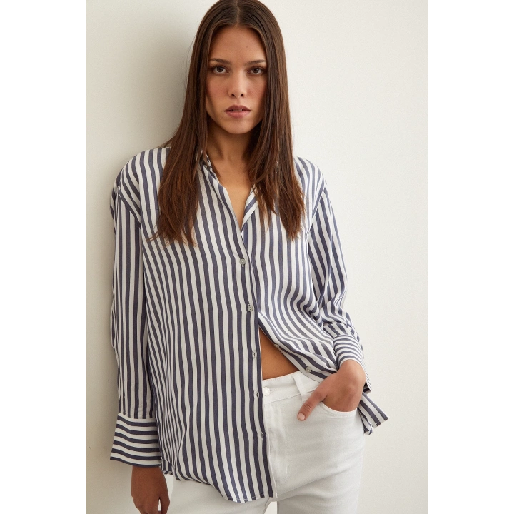 Multi Çizgili Gömlek Lacivert