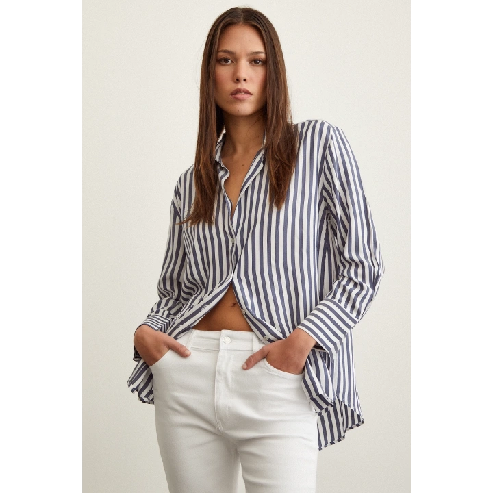 Multi Çizgili Gömlek Lacivert