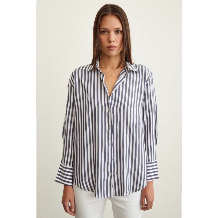Multi Çizgili Gömlek Lacivert