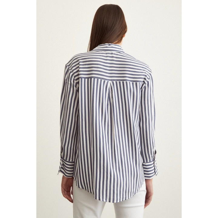 Multi Çizgili Gömlek Lacivert
