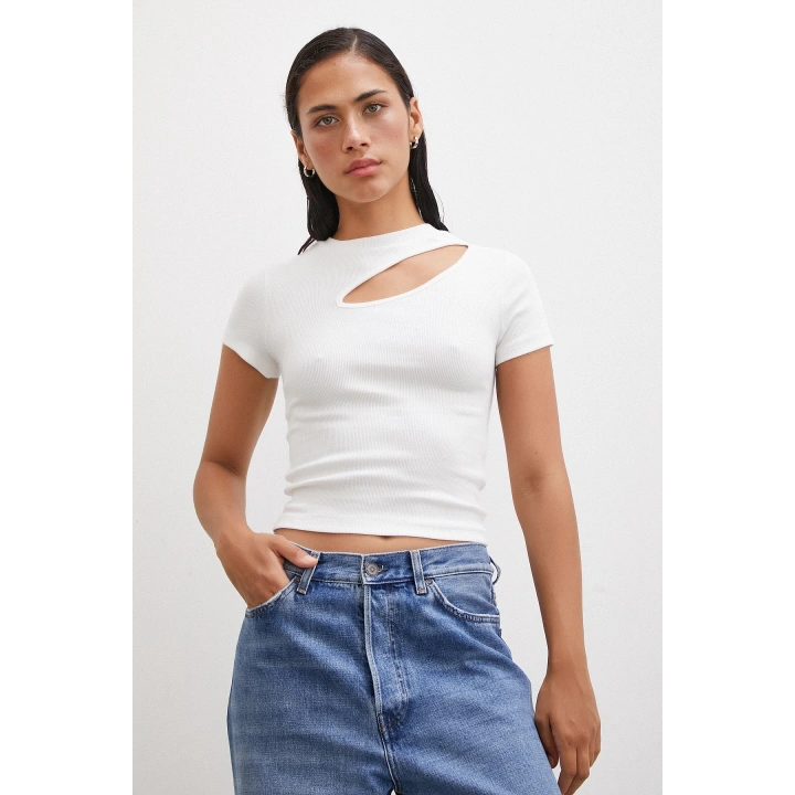 Önü Açık Bluz Beyaz