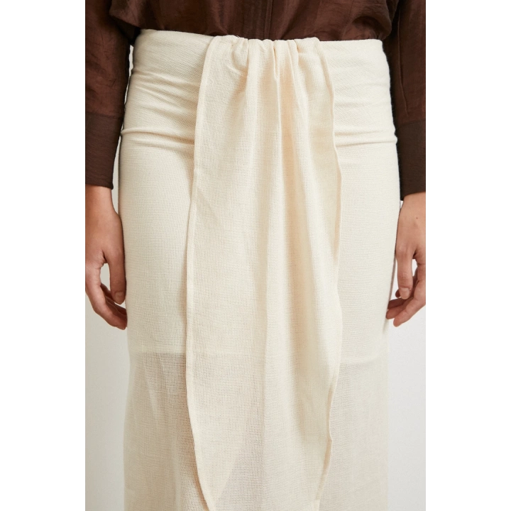 Önü Bağlamalı Etek Krem