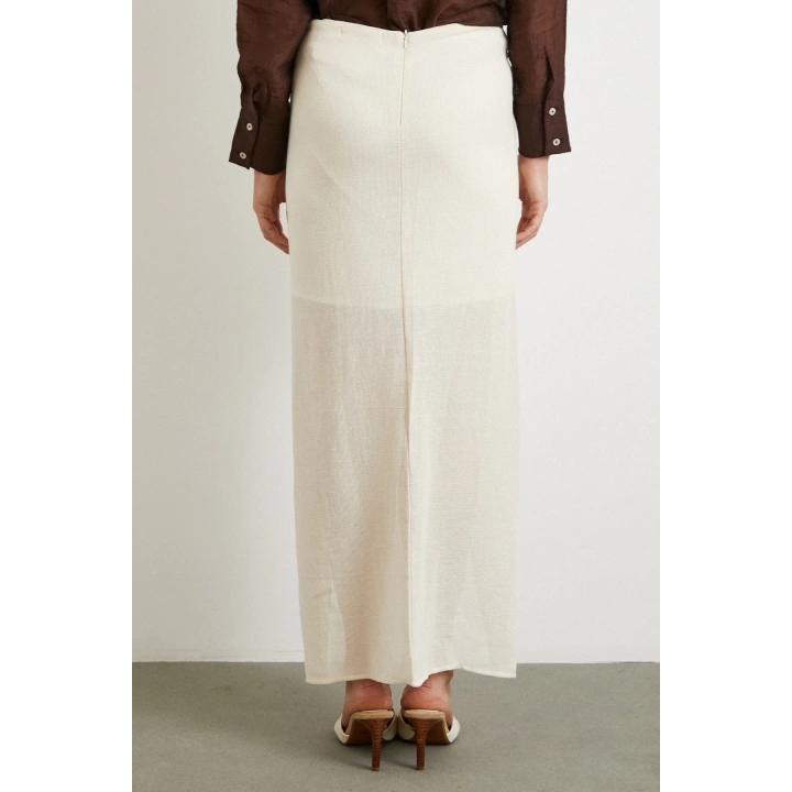 Önü Bağlamalı Etek Krem