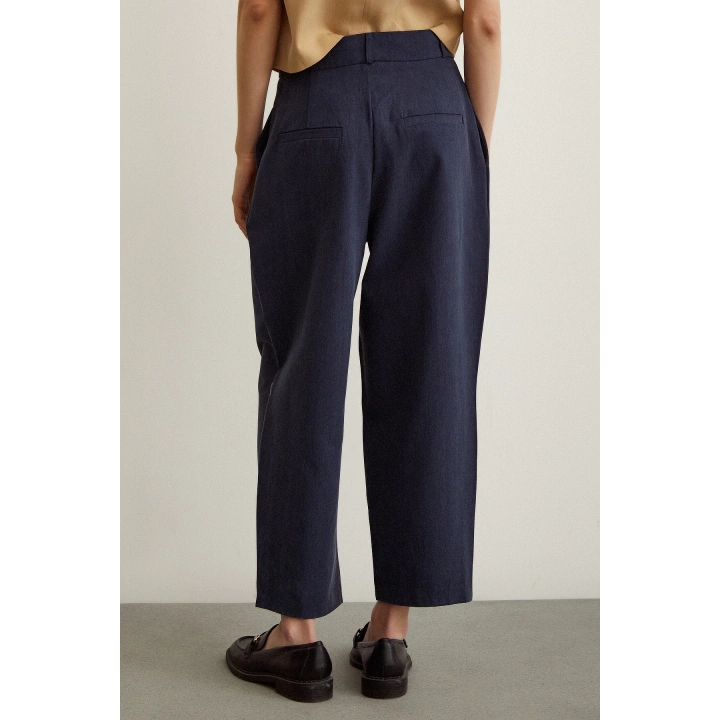 Önü Çift Pileli Pantolon Lacivert