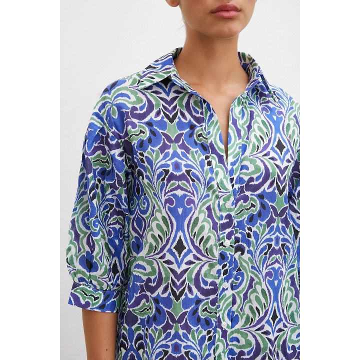 Önü Düğmeli Fakir Kol Elbise Lacivert