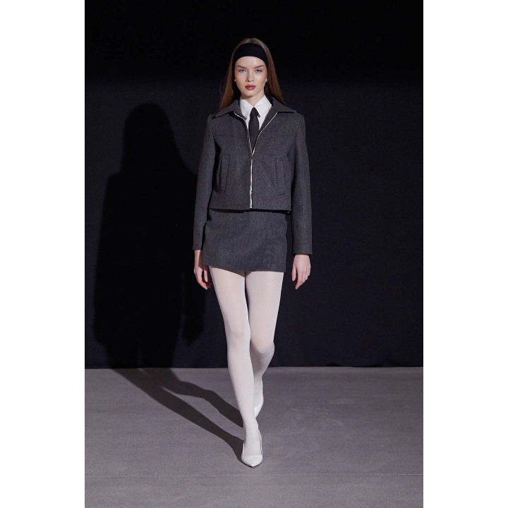 Önü Katlı Kaşe Etek Antirasit