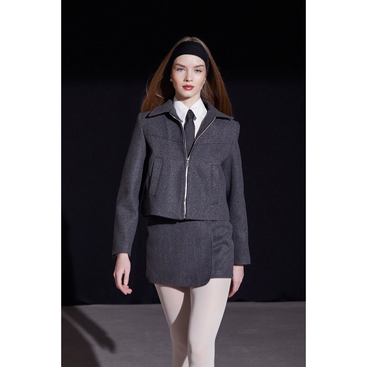 Önü Katlı Kaşe Etek Antirasit