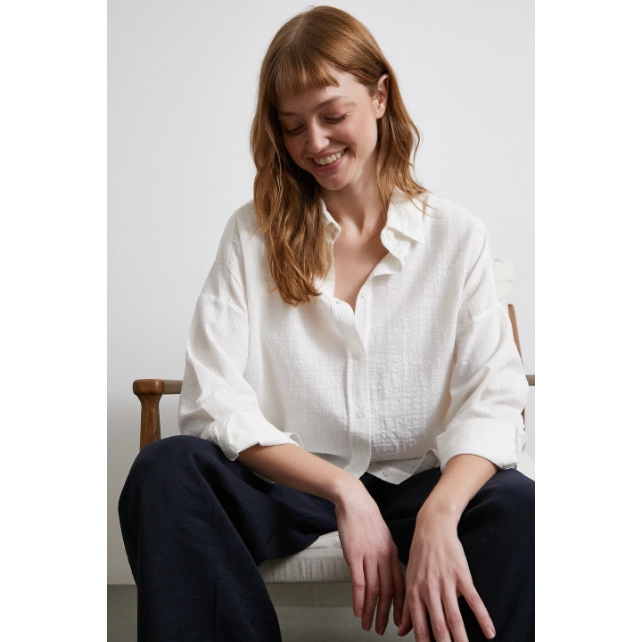 Oversize Pamuk Gömlek Beyaz